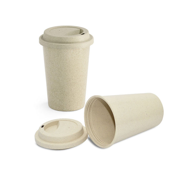 Copo em fibra de bambu e PP com tampa personalizada 450ml