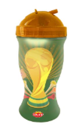 Copo com canudo retrátil (tampa glitter) COPA DO MUNDO
