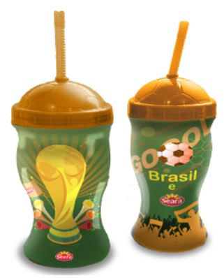 Copo com canudo e Tampa Bola